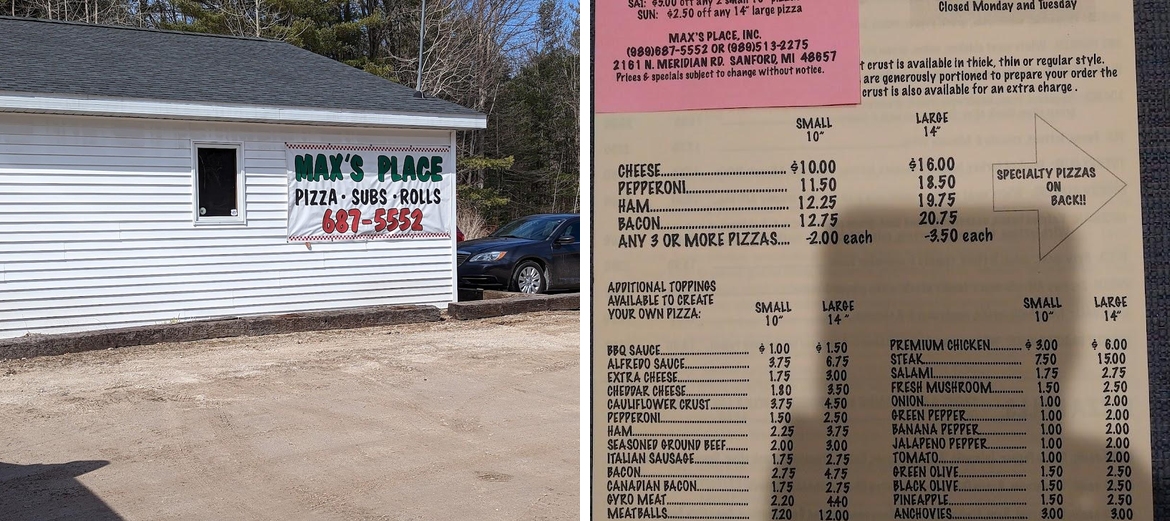 Max's Place Menu