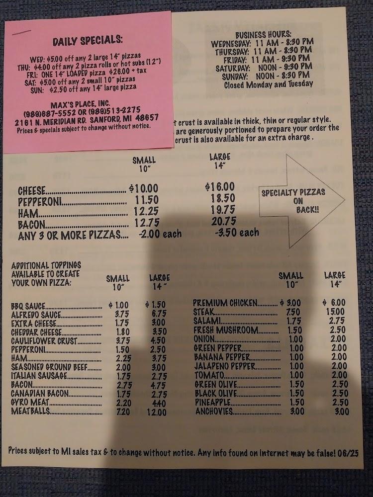 Max's Place Menu image 1